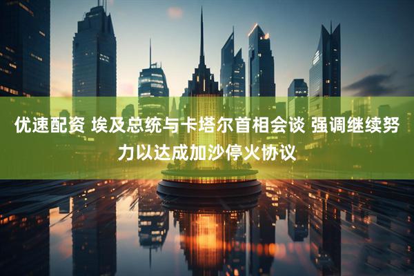 优速配资 埃及总统与卡塔尔首相会谈 强调继续努力以达成加沙停火协议